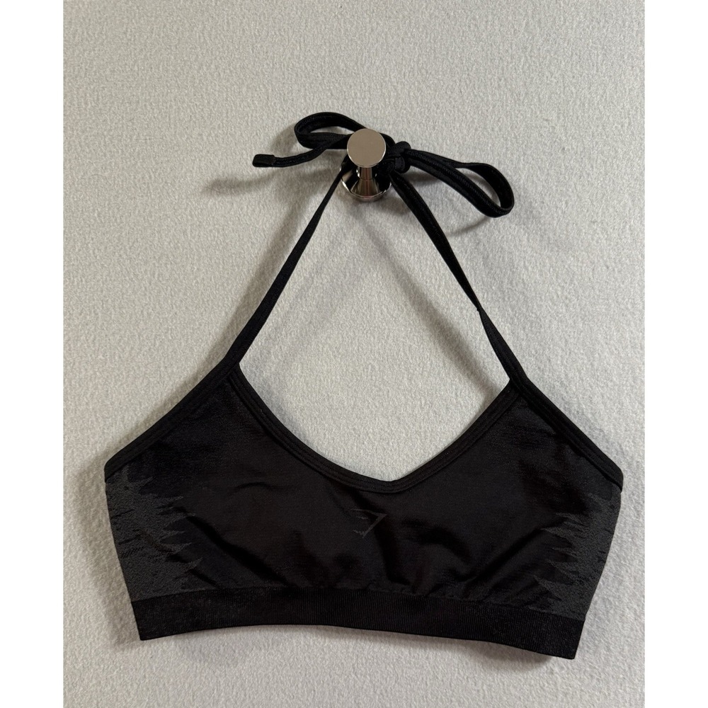Gymshark Minimal Halter Sports Bra Sz Small Black Seamless Exercise Gym